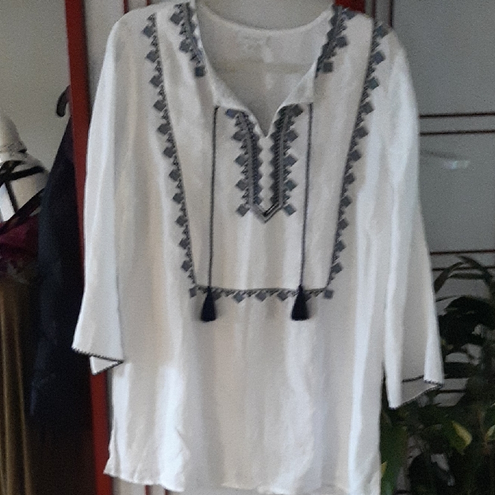 J. Jill White Linen Top
